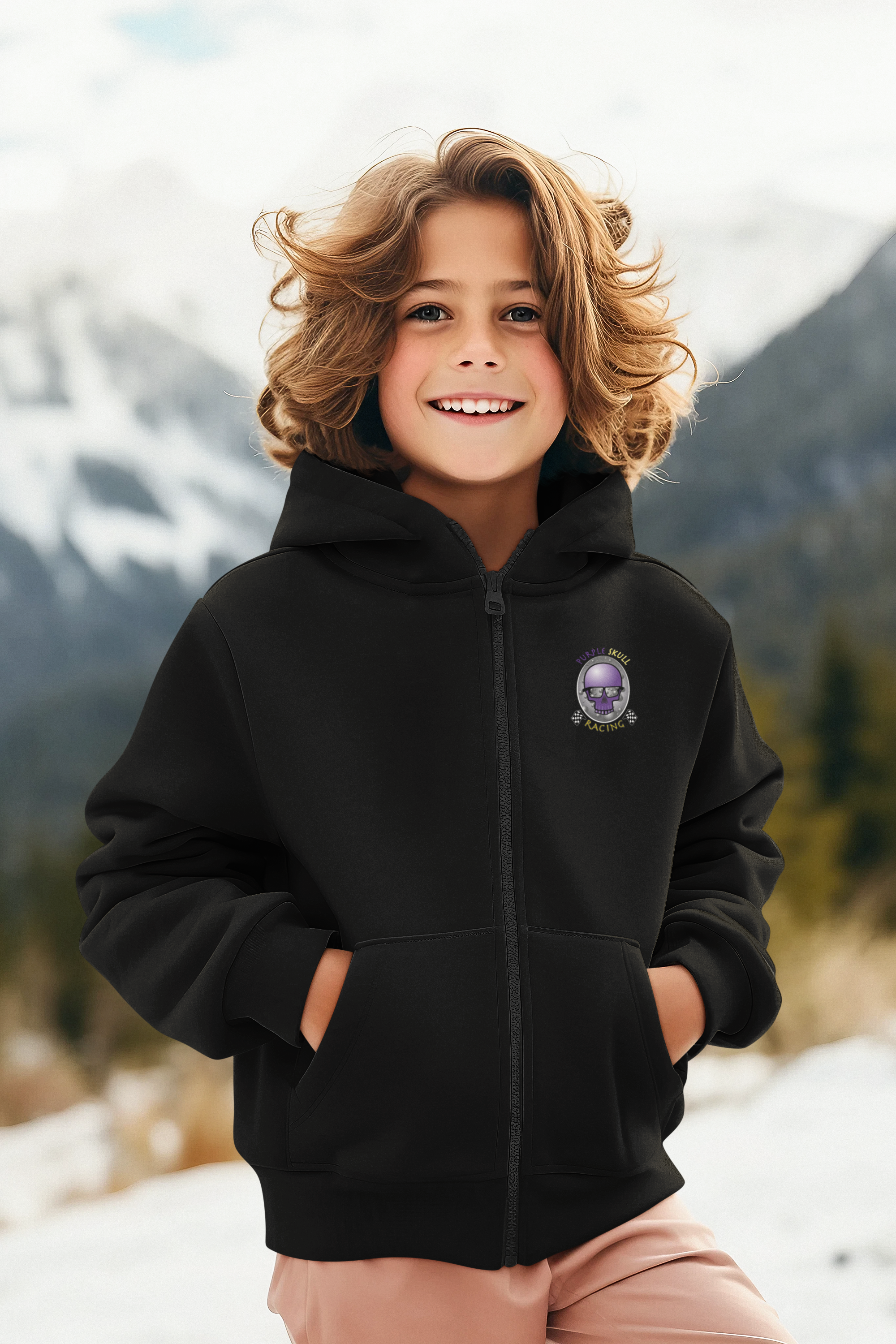 Purple Skull Racing Youth Zip Hoodie