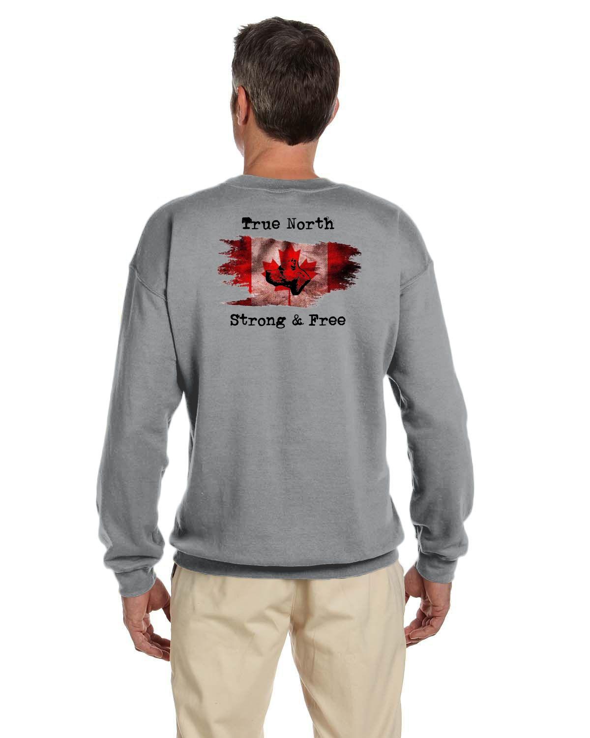 CDAC "True North Strong & Free" Adult Crewneck Sweater White / Grey